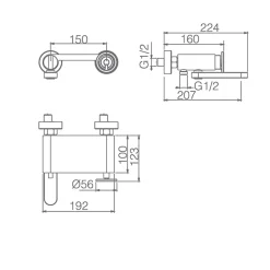 Set vascadoccia cromo en laiton et zama avec douchette ronde et flexible PVC 180 cm