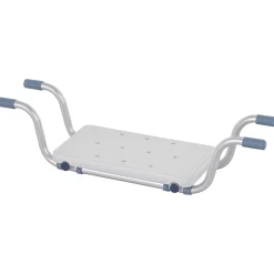 Siège de baignoire - siège de bain suspendu réglable - tabouret de salle de bain - dim. 71-81L x 22l x 18H cm - alu. HDPE blanc