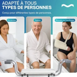 Siège de baignoire PMR adaptatif en largeur - Dileci