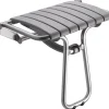 Siège de douche large et pliable, aluminium avec lattes grises, l.58,5 x H.50 x P.36 cm, Godonnier