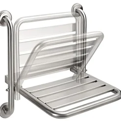 Siège de douche mural pliant rabattable tout inox charge 120kg SANINDUSA NewWccare