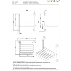 Siège de douche mural pliant rabattable tout inox charge 120kg SANINDUSA NewWccare