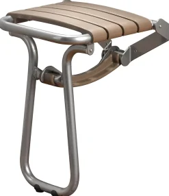 Siège de douche pieds alu, assise polypropylène coloris taupe l.36,4 x P.38,2 x H.50 cm