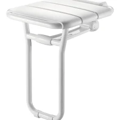 Siège de douche relevable avec pied en aluminium époxy blanc - Delabie