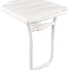 Siège de douche relevable avec pied en aluminium époxy blanc - Delabie