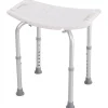 Siège de douche réglable en hauteur tabouret de douche ergonomique pieds antidérapants charge max. 136 Kg alu HDPE blanc