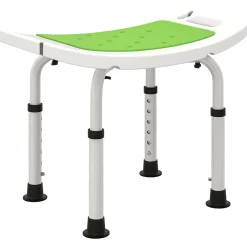 Siège de douche réglable en hauteur tabouret de douche ergonomique pieds antidérapants charge max. 135 Kg alu HDPE blanc vert