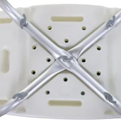 Siège de douche réglable en hauteur tabouret de douche ergonomique pieds antidérapants charge max. 135 Kg alu HDPE blanc bleu