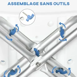 Siège de douche réglable en hauteur tabouret de douche ergonomique pieds antidérapants charge max. 150 Kg alu HDPE blanc bleu