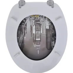 Siège de toilette abattant avec couvercle mdf Helloshop26
