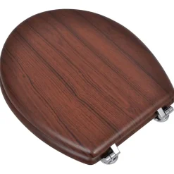 Siège de toilette avec couvercle MDF mdf marron Helloshop26
