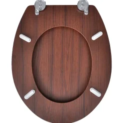 Siège de toilette avec couvercle MDF mdf marron Helloshop26