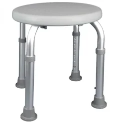 Siège, tabouret de douche rond réglable en hauteur - Blanc - Vivezen