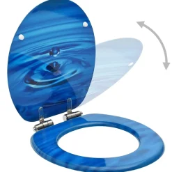 Siège WC Couvercle fermeture en douceur mdf bleu Helloshop26