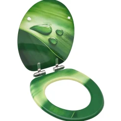 Siège WC couvercle fermeture en douceur mdf vert Helloshop26