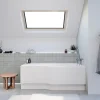 Siko 160x80 cm Beata Plus baignoire bain/douche asymétrique en acrylique, droite + tablier 160 cm + pieds, blanc