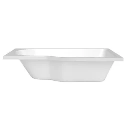 Siko 160x80 cm Beata Plus baignoire bain/douche asymétrique en acrylique, droite + tablier 160 cm + pieds, blanc