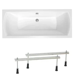 Siko 160x70 cm Cube Way Plus baignoire rectangulaire avec pieds, Acrylique, Gauche et Droite, Blanc (CUB1600PLUS-SET)