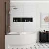 Siko 160x100 cm Fortuna Plus baignoire d'angle en acrylique, gauche + tablier + pare-baignoire, pieds, blanc (FO1600LPLUS-SETP1)