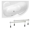 Siko 150x100 cm Fortuna Plus baignoire asymétrique avec pieds, Acrylique, Gauche, Blanc (FO1500LPLUS-SET)