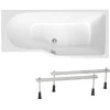 Siko 160x80 cm Laguna Beata Plus baignoire bain/douche asymétrique avec pieds, acrylique, droite, blanc (BE1600PPLUS-SET)