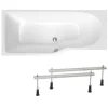 Siko 160x80 cm Laguna Beata Plus baignoire bain/douche asymétrique avec pieds, acrylique, gauche, blanc (BE1600LPLUS-SET)
