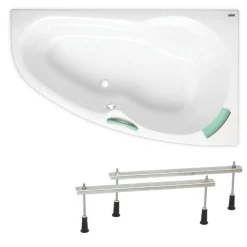 Siko 140x95 cm Laguna Luiza baignoire d'angle gain de place, avec pieds, acrylique, droite, blanc (LU1400P-SET)