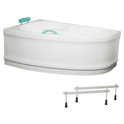 Siko 160x95 cm Laguna Luiza baignoire d'angle en acrylique, gauche + tablier 160 cm + pieds, blanc (LU1600L-SET1)