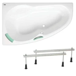 Siko 140x95 cm Laguna Luiza baignoire d'angle gain de place, avec pieds, acrylique, gauche, blanc (LU1400L-SET)