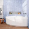 Siko 160x95 cm Laguna Luiza baignoire d'angle en acrylique, droite + tablier 160 cm + pieds, blanc (LU1600P-SET1)