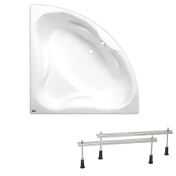 Siko 150x150 cm Royale baignoire d'angle avec pieds, Acrylique, Gauche et Droite, Blanc (RO1500NEW-SET)