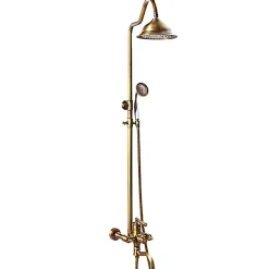 Silla Élégant Colonne de Douche retro avec Mitigeur Réglable en Hauteur Système de Douche, Vintage Doré