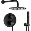 Silla Élégant Colonne de Douche en Laiton Encastrée, Ensemble de Douche Mécanique, Noir mat