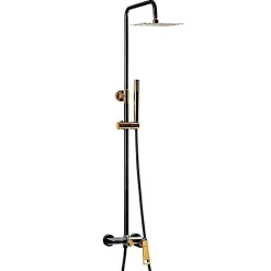 Silla Élégant Colonne de Douche avec Mitigeur Réglable en Hauteur Système de Douche, Noir / Doré