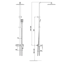 Silla Élégant Colonne de Douche avec Mitigeur Réglable en Hauteur Système de Douche, Noir / Doré