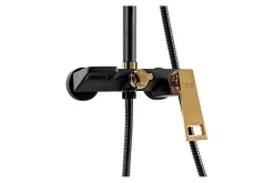 Silla Élégant Colonne de Douche avec Mitigeur Réglable en Hauteur Système de Douche, Noir / Doré