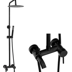 Silla Élégant Colonne de Douche retro avec Mitigeur Réglable en Hauteur Système de Douche, Noir