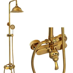 Silla Élégant Colonne de Douche retro avec Mitigeur Réglable en Hauteur Système de Douche, Doré