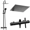 Silla Élégant Colonne de Douche avec Mitigeur Réglable en Hauteur Système de Douche, Noir mat