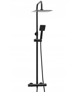 Silla Élégant Colonne de Douche avec Mitigeur Réglable en Hauteur Système de Douche, Noir mat