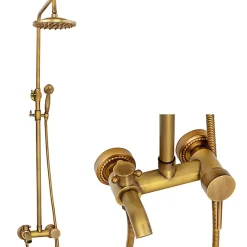 Silla Élégant Colonne de Douche retro avec Mitigeur Réglable en Hauteur Système de Douche, Vintage Doré
