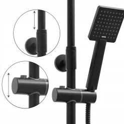 Silla Élégant Colonne de Douche avec Mitigeur Réglable en Hauteur Système de Douche, Noir