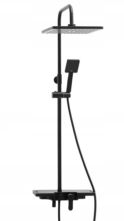 Silla Élégant Colonne de Douche avec Mitigeur Réglable en Hauteur Système de Douche, Noir