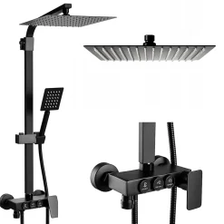 Silla Élégant Colonne de Douche avec Mitigeur Réglable en Hauteur Système de Douche, Noir