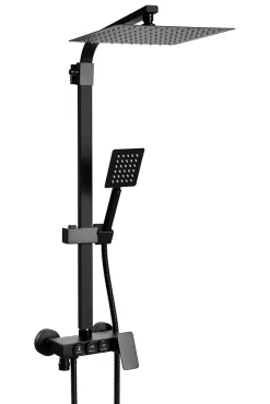 Silla Élégant Colonne de Douche avec Mitigeur Réglable en Hauteur Système de Douche, Noir
