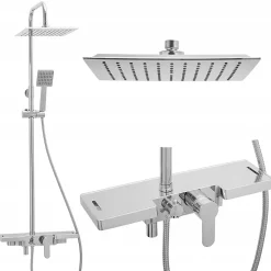 Silla Élégant Colonne de Douche avec Mitigeur Réglable en Hauteur Système de Douche, Chrome