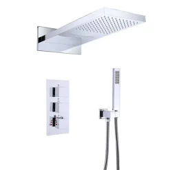 Silla Élégant Colonne de Douche Thermostatique en Laiton Encastrée, Ensemble de Douche Mécanique, Chrome