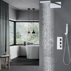 Silla Élégant Colonne de Douche Thermostatique en Laiton Encastrée, Ensemble de Douche Mécanique, Chrome