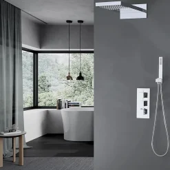 Silla Élégant Colonne de Douche Thermostatique en Laiton Encastrée, Ensemble de Douche Mécanique, Chrome