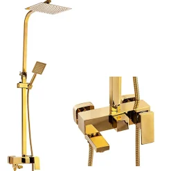 Silla Élégant Colonne de Douche avec Mitigeur Réglable en Hauteur Système de Douche, Doré